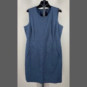 NEW Lands End Dress Womens 14 petite blue pencil sheath preppy cocktail